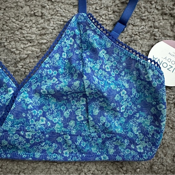 Arizona Body Bralette Mesh Acid Lime Floral Garden Blue Size S - Picture 9 of 11